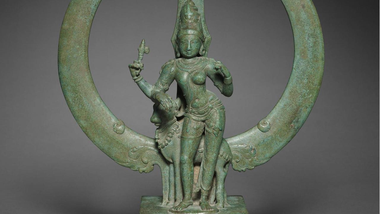 Ardhanarishvara – die Hindu-Gottheit Shiva - links ein Mann und rechts eine Frau.