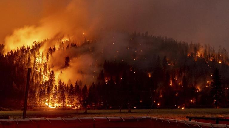 USA, Genesee: Die Flammen des Feuers in Kalifornien breiten sich aus.