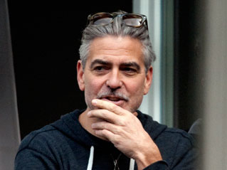 US-Schauspieler und -Regisseur George Clooney bei Dreharbeiten des Films „The Monuments Men“ in Goslar (Niedersachsen).