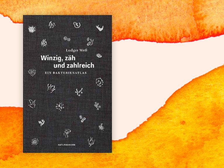 Buchcover von Ludger Weß "Winzig, zäh und zahlreich" Ein Bakterienatlas, vor einem Aquarell-Hintergrund
