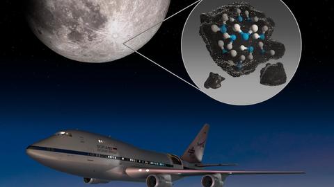 Die fliegende Sternwarte SOFIA hat Wassermoleküle im Mondgestein entdeckt (Illustration)