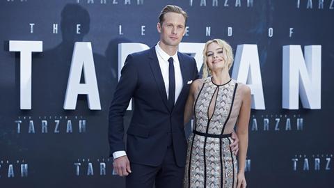 Die Hauptdarsteller des Films "Legend of Tarzan", Alexander Skarsgard und Margot Robbie bei der Europapremiere am 05.07.2016 in London.