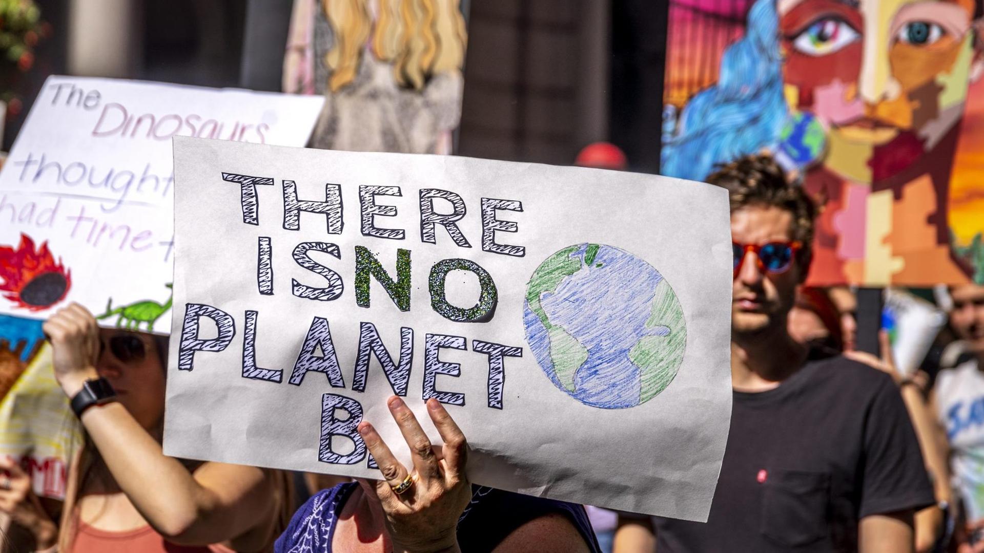 Mit Slogans wie "There is no Planet B" (Es gibt keinen Planeten B) forderten Schüler bei der Fridays-for-Future-Demonstration in New York Politiker zum Handeln gegen den Klimawandel auf. Bei der Klima-Demonstration am 20.09.2019 zogen nach Angaben der Organisatoren 250.000 vor allem junge Menschen durch Manhattan.