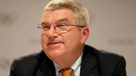 IOC-Präsident Thomas Bach bei einer Pressekonferenz nach der 131. IOC Session in Lima, Peru.