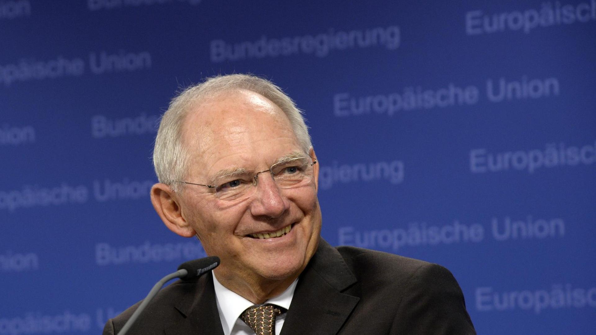 Bundesfinanzminister Wolfgang Schäuble beim Treffen der Euro-Finanzminister in Brüssel