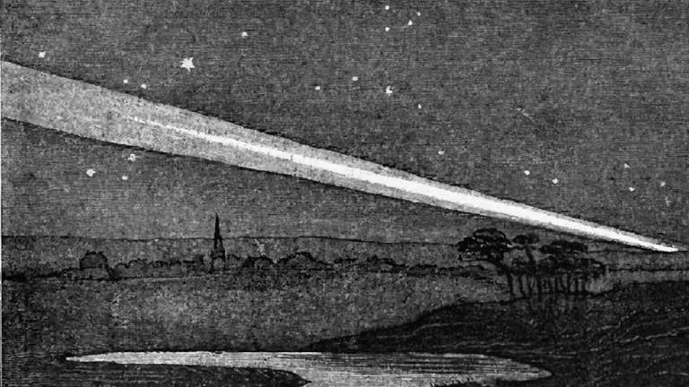Zeitgenössische Darstellung des großen Kometen von 1843 