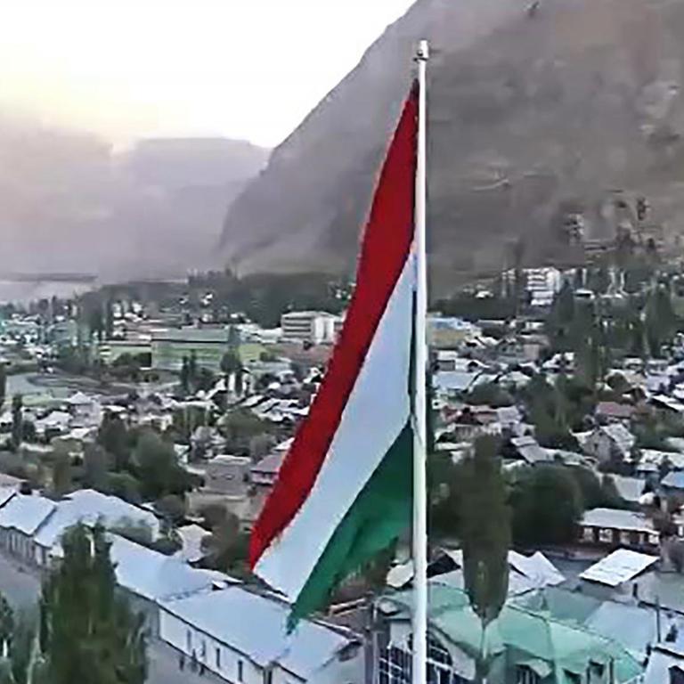 GORNO-BADAKHSHAN AUTONOMOUS REGION, TAJIKISTAN - JULY 8, 2021: A view of the town of Khorugh near the Tajik-Afghan border. Over 1,000 Afghan soldiers fled to Tajikistan on the night of July 5 over clashes with the Taliban militants (radical Islamic movement banned in Russia). Best quality available. Video screen grab/The Press Office of the Gorno-Badakhshan Autonomous Region Government/TASS A STILL IMAGE TAKEN FROM VIDEO PROVIDED BY A THIRD PARTY. EDITORIAL USE ONLY