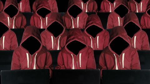 Hooded figures hacking laptop computers Hooded figures hacking laptop computers, illustration. PUBLICATIONxINxGERxSUIxHUNxONLY VICTORxdexSCHWANBERG/SCIENCExPHOTOxLIBRARY F018/2296