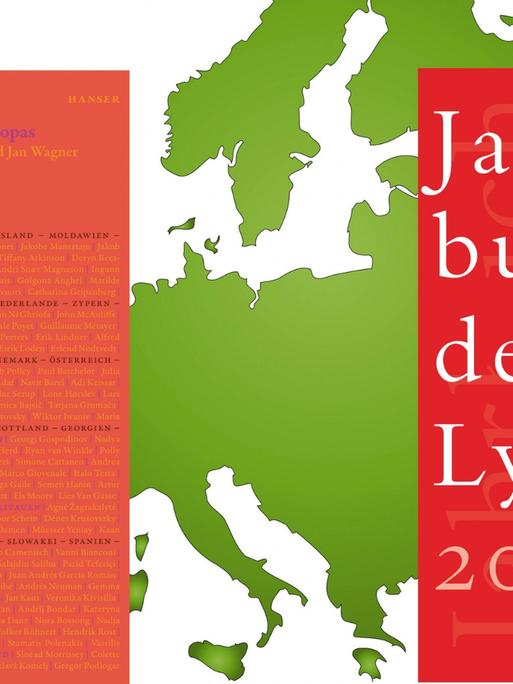 Buchcover links: Jan Wagner/Federico Italiano (Hrsg.): “Grand Tour. Reisen durch die junge Lyrik Europas“, Buchcover rechts: Mirko Bonné/Christoph Buchwald (Hrsg.): „Jahrbuch der Lyrik 2019“