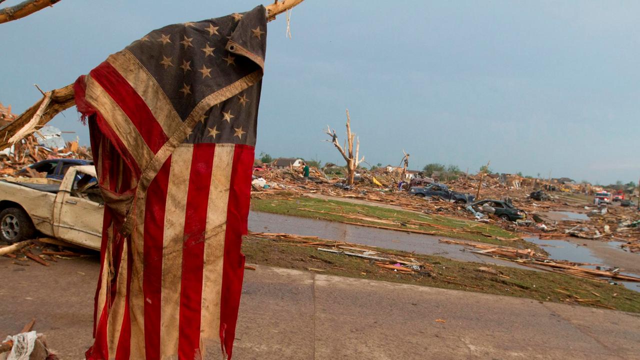 MOORE, May 21, 2013 (Xinhua) -- Photo taken on May 20, 2013 shows a panoramic view of Moore, Oklahoma, the United States. Twenty-four people were killed and 237 others injured when a massive tornado blasted the southern suburbs of Oklahoma City, the capit
