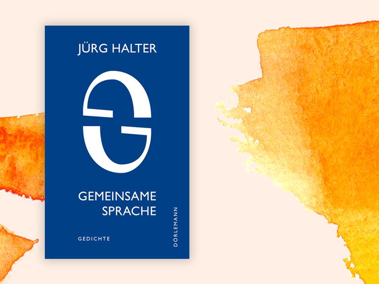 Blaues Buchcover vor orange aquarelliertem Grund