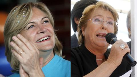 Die chilenischen Präsidentschaftskanditatinnen Evelyn Matthei (l.) und Michelle Bachelet (r.). 