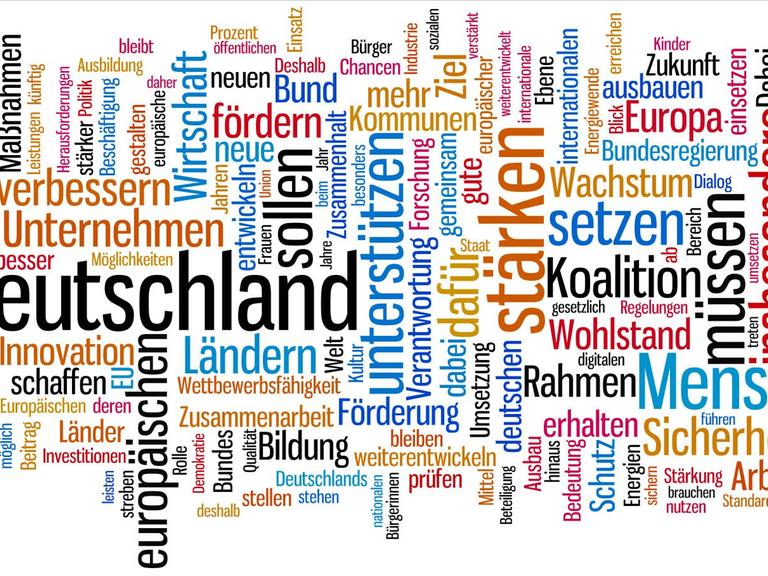 Diese Begriffe kamen am häufigsten im Koalitionsvertrag von CDU, CSU und SPD im Jahr 2013 vor
