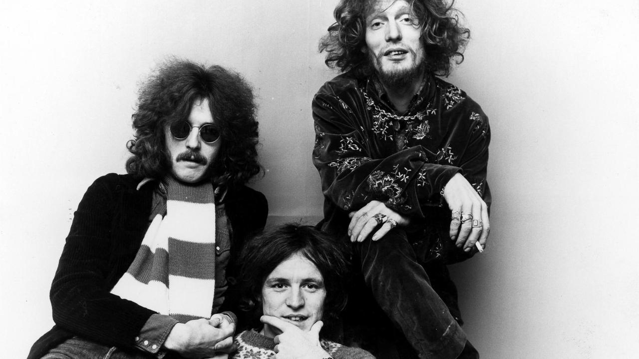 Eric Clapton, Jack Bruce und Ginger Baker als Band "Cream", 1966.