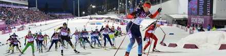 Die Biathlon-Frauen beim Massenstart der Frauen. Die Biathlon-Frauen beim Massenstart der Frauen.