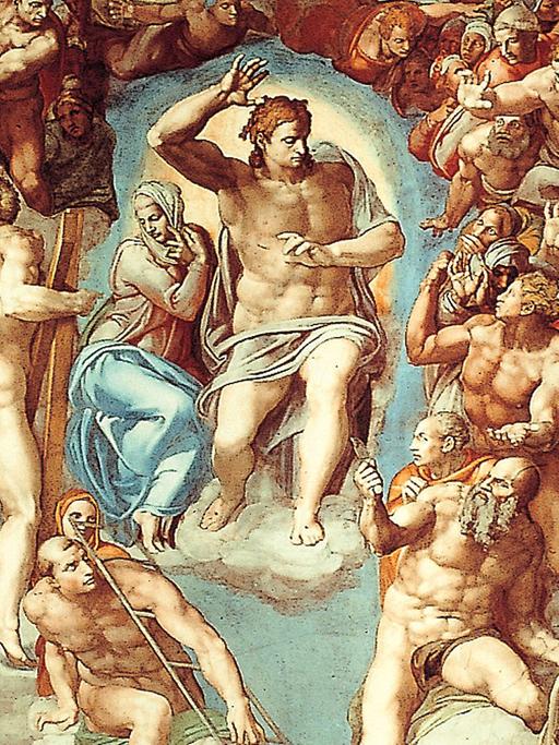 Innenaufnahme der Sixtinischen Kapelle mit Michelangelos berühmten Fresko "Das Jüngste Gericht" (1536-1541). Die Kapelle mit ihren berühmten Fresken wurde 1980 von der Unesco als Kulturdenkmal in die Liste des Welterbes aufgenommen. Undatierte Aufnahme.