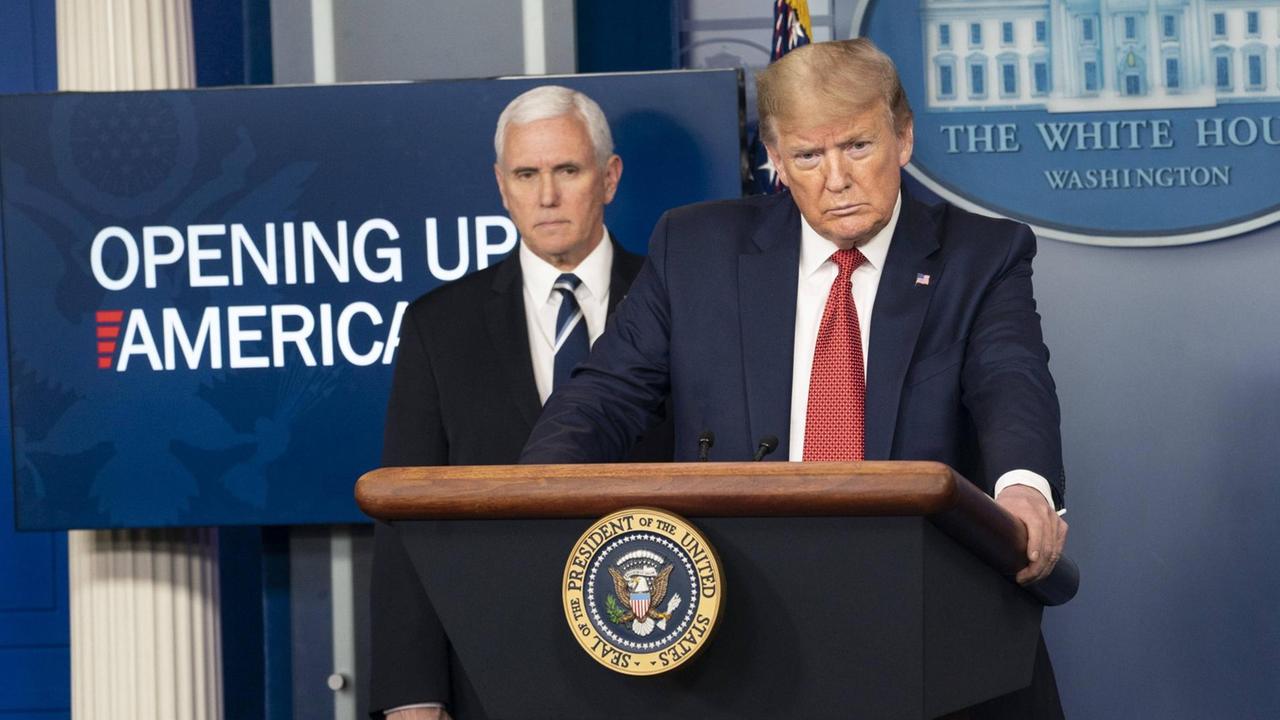 President Donald Trump during the daily COVID-19, coronavirus briefing.