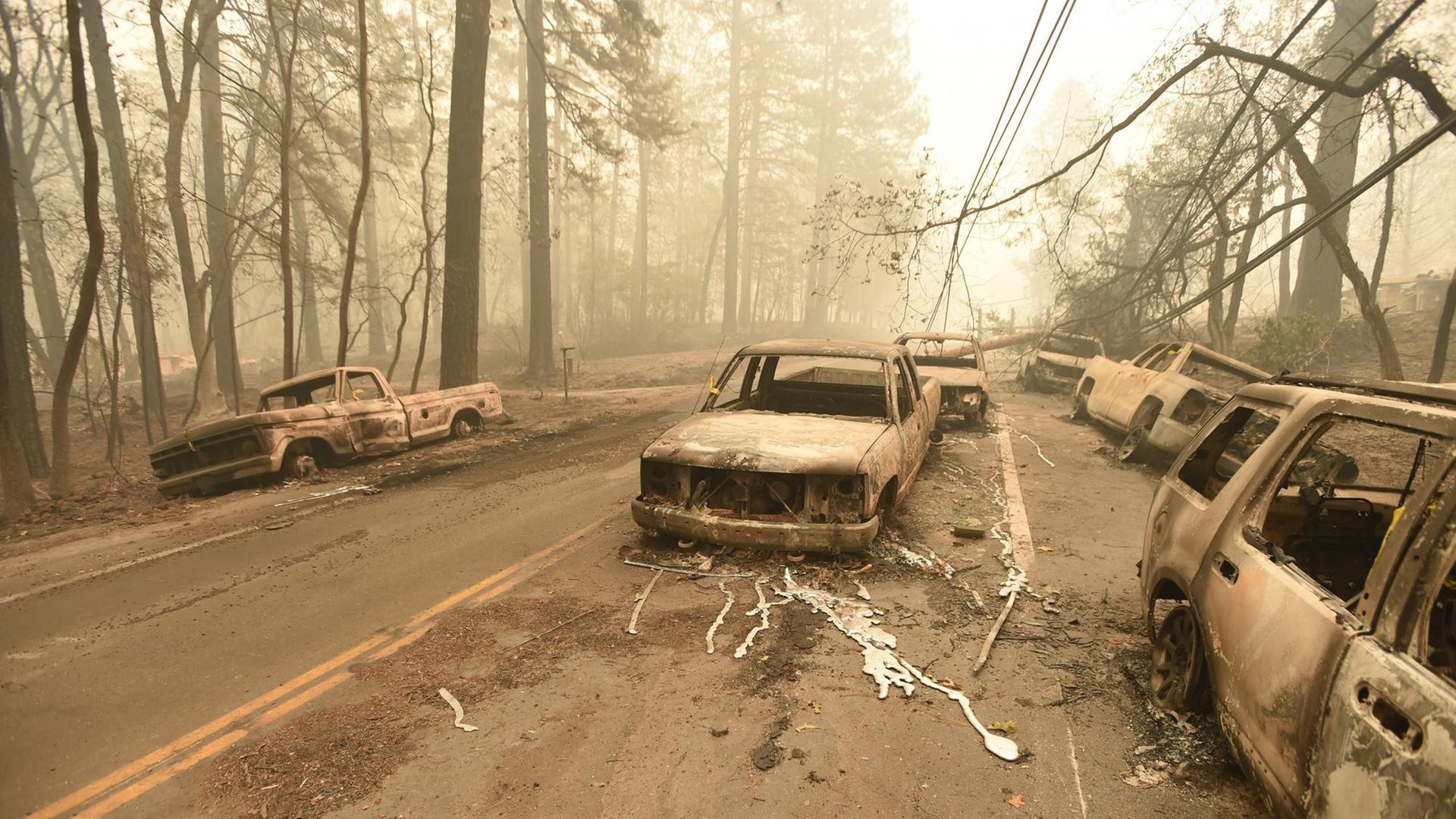 In Kalifornien in dem Land USA hat es schwere Wald-Brände gegeben.