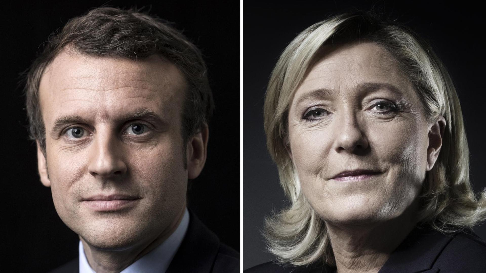 Die französischen Präsidentschaftskandidaten Emmanuel Macron (l.) und Marine Le Pen.