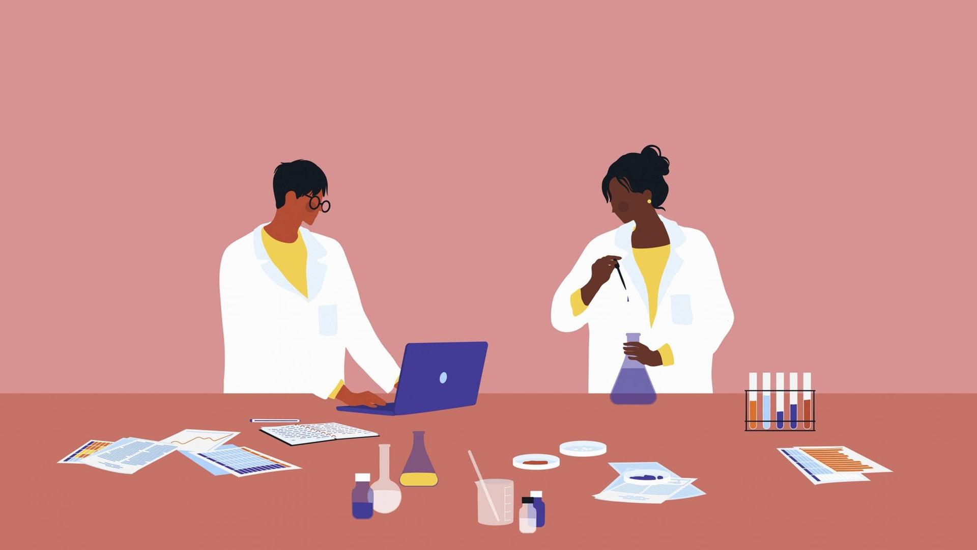 Forscher im wissenschaftlichen Labor (Illustration)