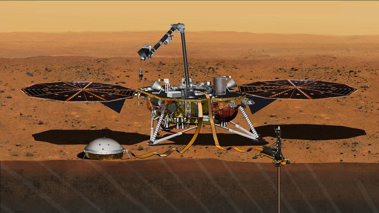 Es sollte so schön werden: InSight auf dem Mars (Zeichnung)