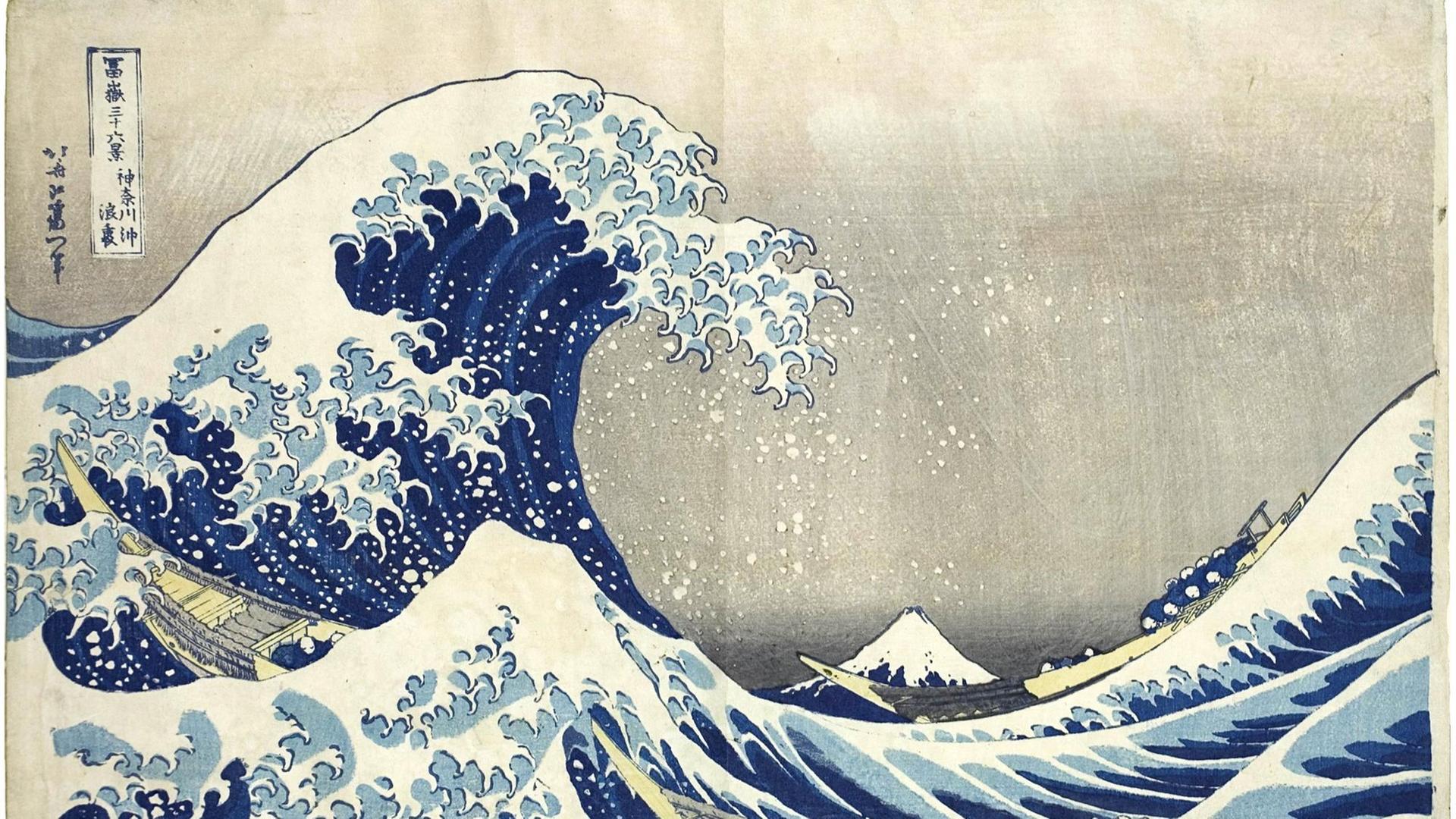 Das undatierte Handout zeigt den Holzschnitt "Unter der Woge vor der Küste von Kanagawa" des japanischen Künstlers Katsushika Hokusai (1760-1849).