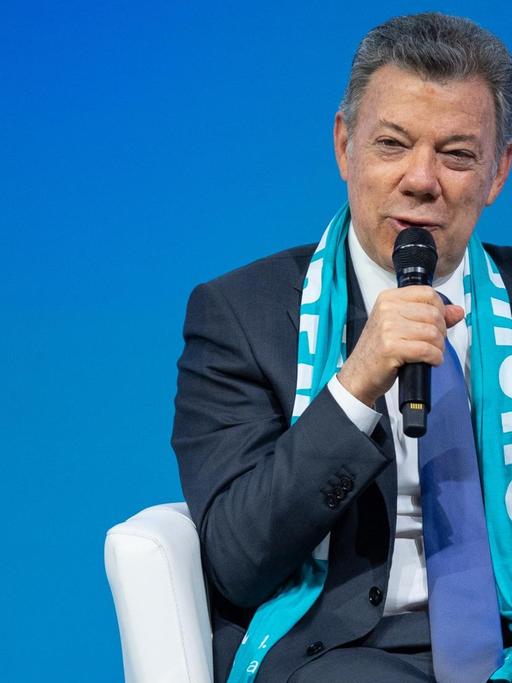 Der kolumbianische Präsident Juan Manuel Santos auf dem Katholikentag in Münster