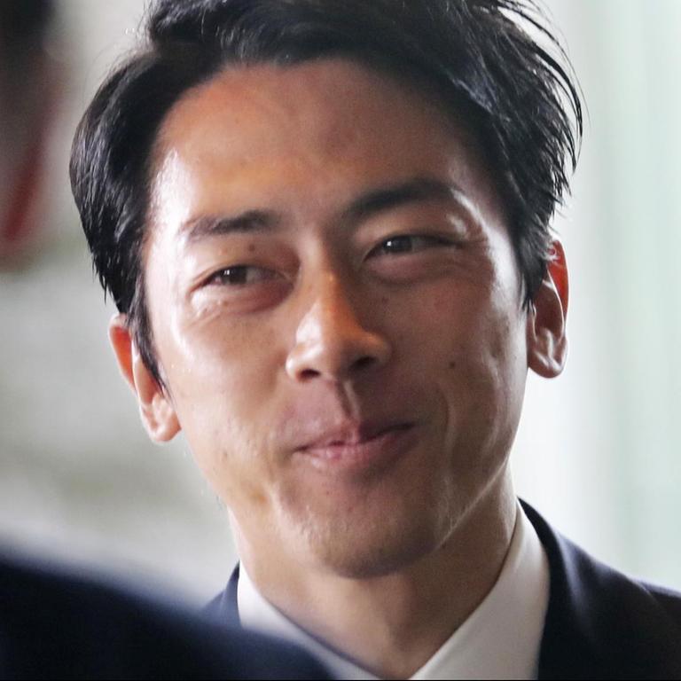 Koizumi lächelt bei seiner Vorstellung als Minister in die Kameras