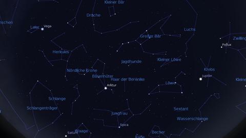 Blick an den Südhimmel zur Monatsmitte gegen 23 Uhr