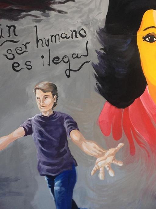 Graffiti an der Casa del migrante in Mexiko: "Kein Mensch ist illegal"
