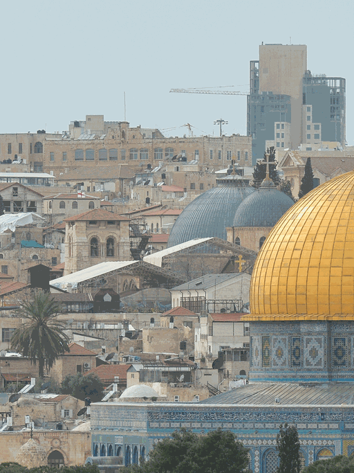 Ein Blick auf die Jerusalemer Altstadt mit der Kirche des Heiligen Grabes.