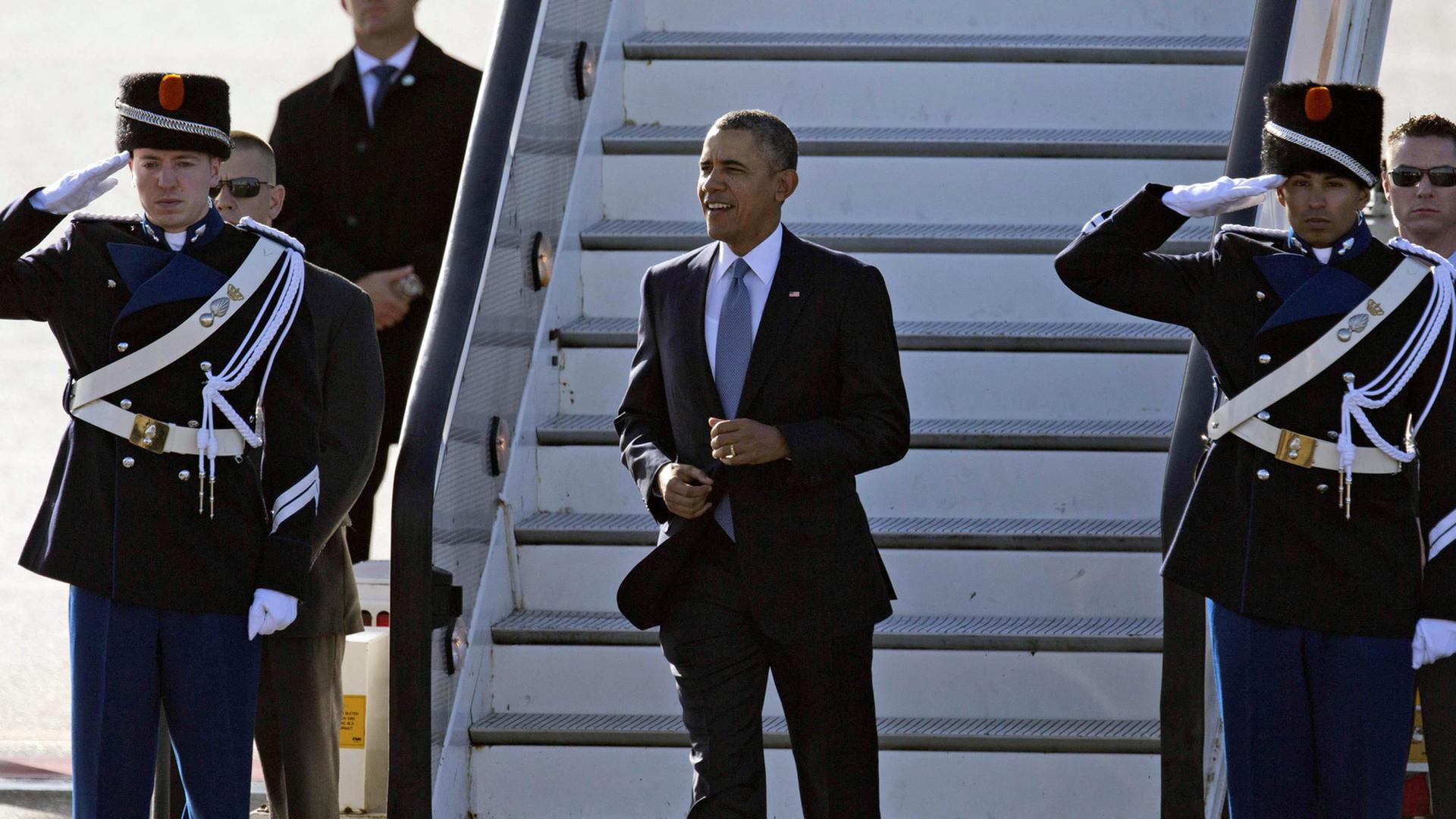 Barack Obama bei seiner Ankunft in den Niederlanden am 24.03.2014