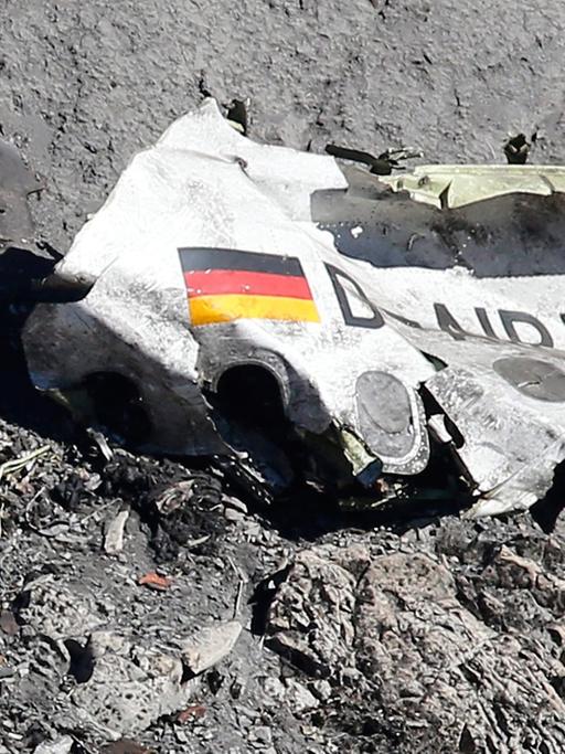 Ein Wrackteil der abgestürzten Maschine in den französischen Alpen.