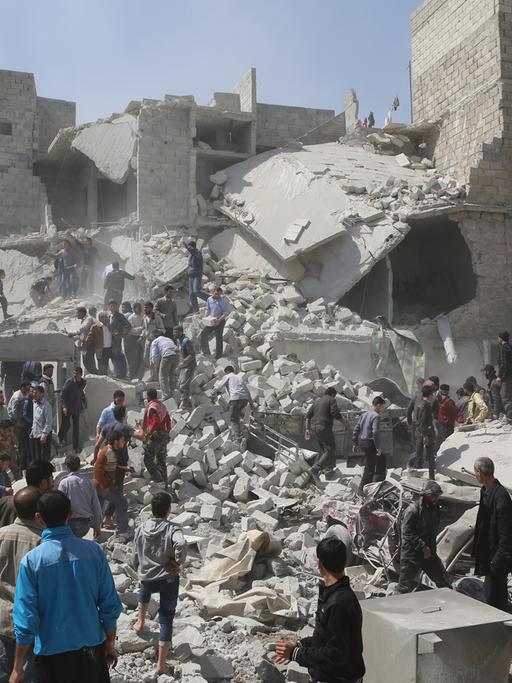 Ein zerstörtes Haus in Aleppo im Jahr 2013