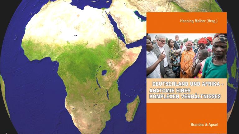 Hintergrundbild: Der afrikanische Kontinent und Teile des Indischen Ozeans Im Vordergrund: Buchcover
