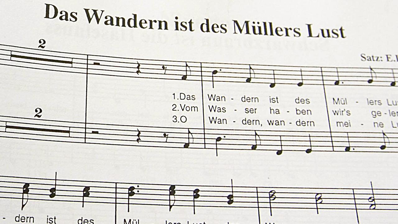 Die Noten eines der bekanntesten deutschsprachigen Volkslieder: Das Wandern ist des Müllers Lust.