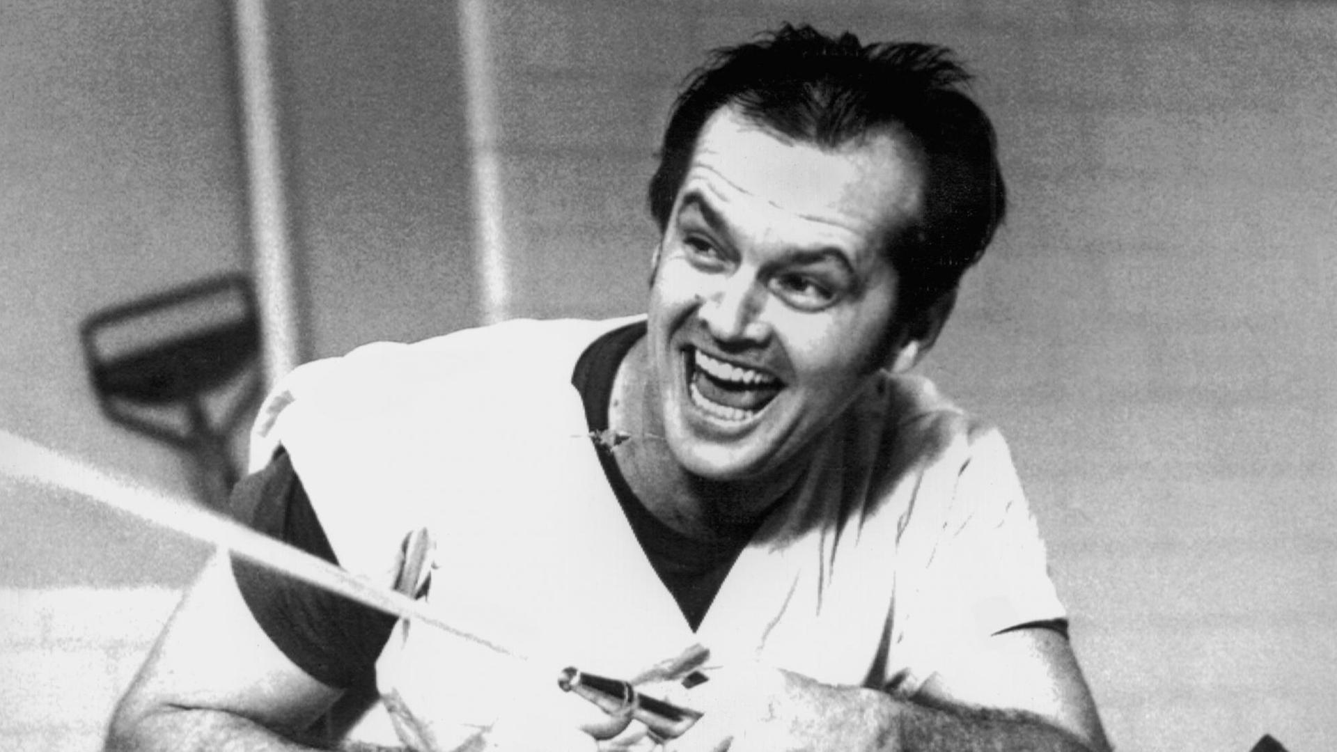 Der amerikanische Schauspieler Jack Nicholson in seiner Glanzrolle als Insasse einer Nervenheilanstalt in dem Film "Einer flog über das Kuckucksnest" aus dem Jahre 1975.