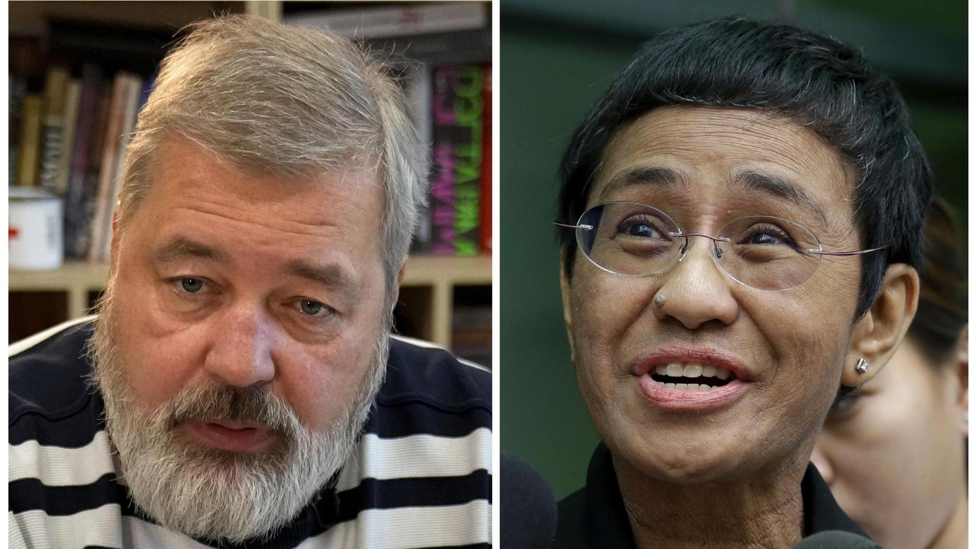 Eine Fotomontage von Dmitri Muratow und Maria Ressa.