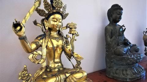 Der Bodhisattva Manjushri im Lotussitz
