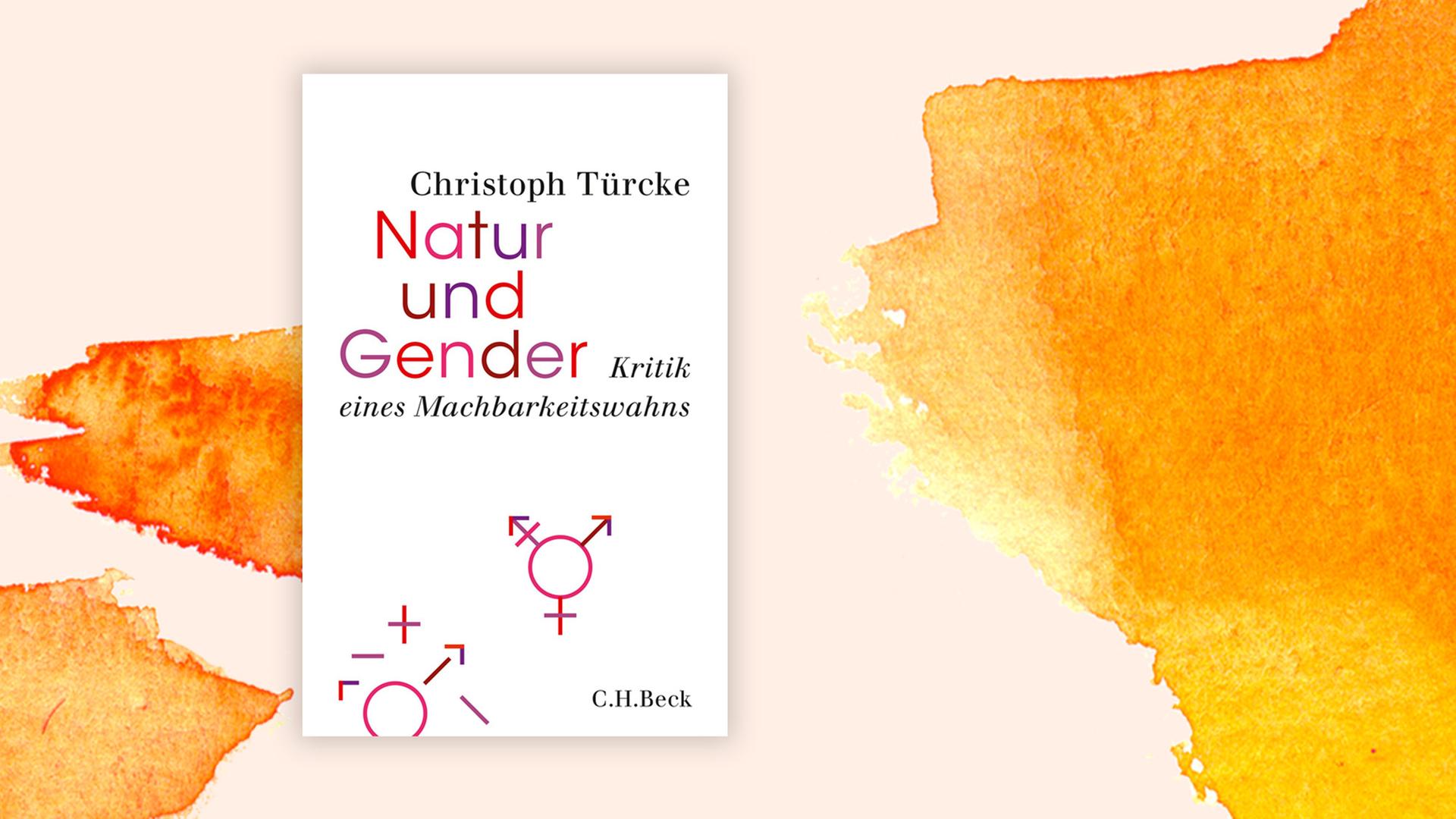 Das Cover von Christoph Türckes Buch "Natur und Gender" auf orange-weißem Hintergrund.