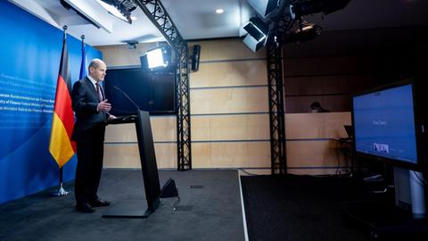 Bundesfinanzminister Olaf Scholz (SPD) gibt eine Online-Pressekonferenz zur Neuaufstellung der Bundesanstalt für Finanzdienstleistungsaufsicht