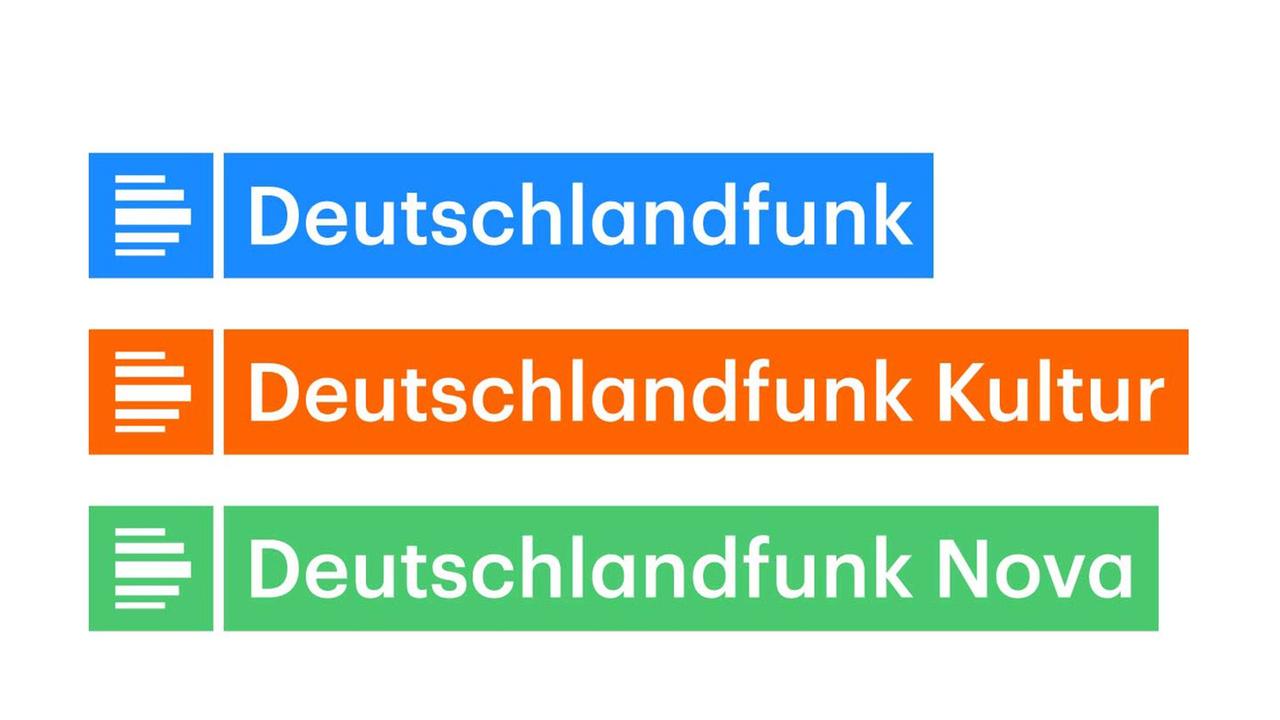 Die Logos von Deutschlandfunk, Deutschlandfunk Kultur, Deutschlandfunk Nova.
