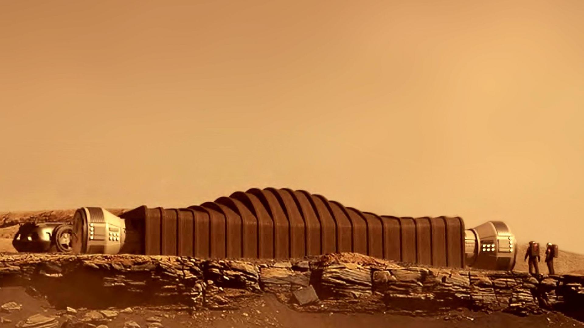 Die Station Mars Dune Alpha steht nur in dieser Illustration auf dem Mars – sie entsteht gerade in einer Halle in Houston