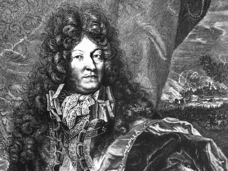Undatierte Radierung von Ludwig XIV., dem König von Frankreich (1643 bis 1715).