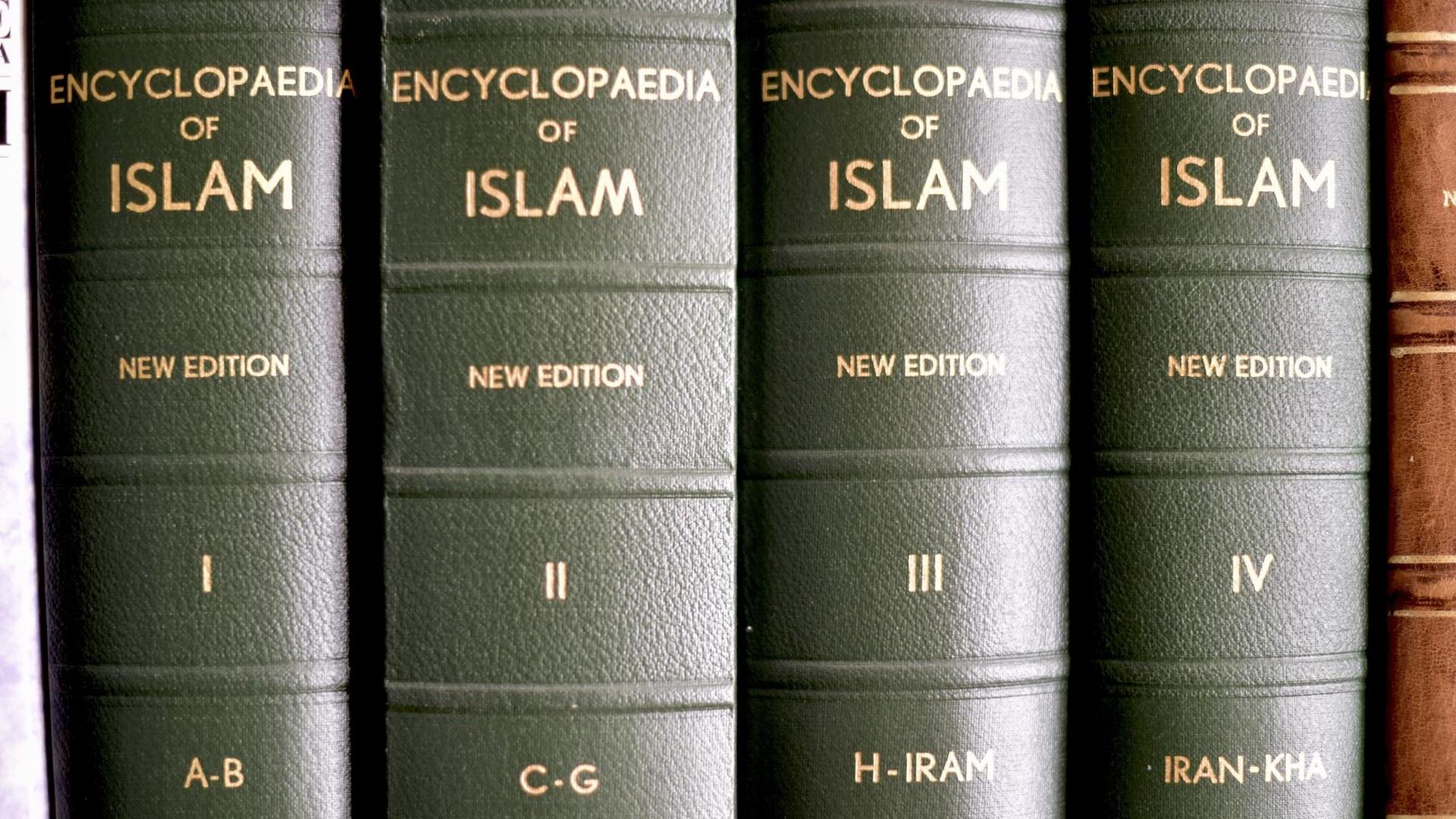 Buchrücken von vier Bänden der Encyclopaedia of Islam