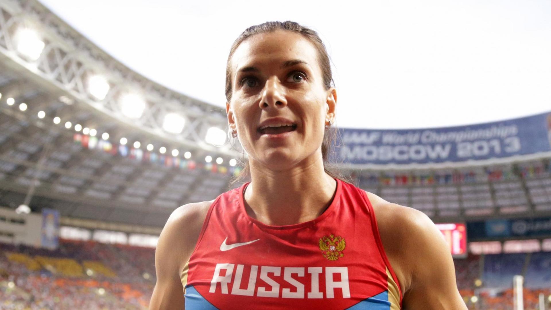 Yelena Isinbayeva of Russia reacts in the women's Pole Vault final at the 14th IAAF World Championships in Athletics at Luzhniki Stadium in Moscow, Russia, 13 August 2013.