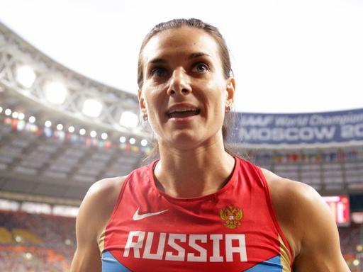 Yelena Isinbayeva of Russia reacts in the women's Pole Vault final at the 14th IAAF World Championships in Athletics at Luzhniki Stadium in Moscow, Russia, 13 August 2013.