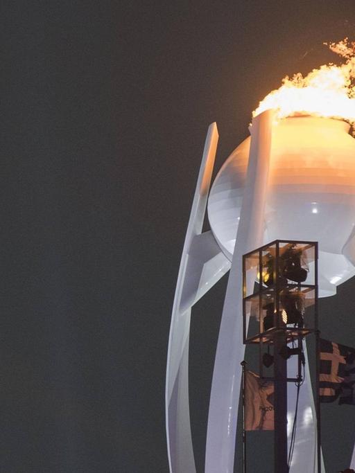 Die Olympische Flamme in Pyeongchang/Südkorea bei den Winterspielen 2018