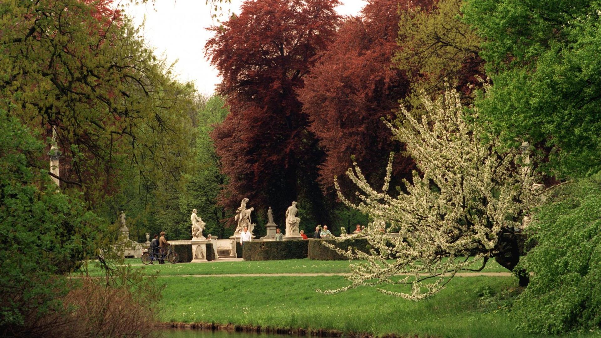 Blick auf das Musenrondell im Park von Sanssouci. Peter Joseph Lenné hat die Parklandschaft gestaltet.