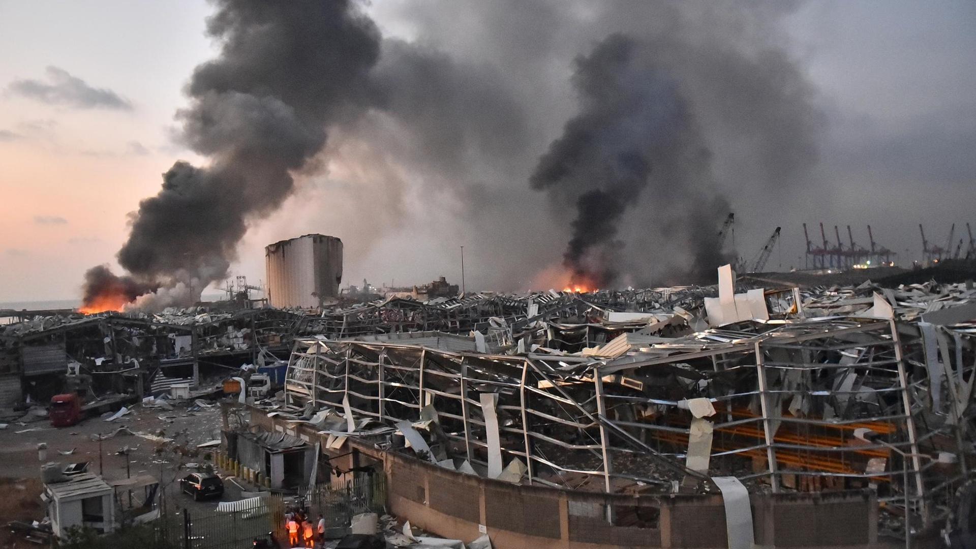 Das Bild zeigt den Schaden, den die Explosion in Beirut angerichtet hat.